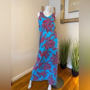 Lilly Pulitzer Mills Maxi Dress Rhode Island Reef Sleeveless Red Blue Size S